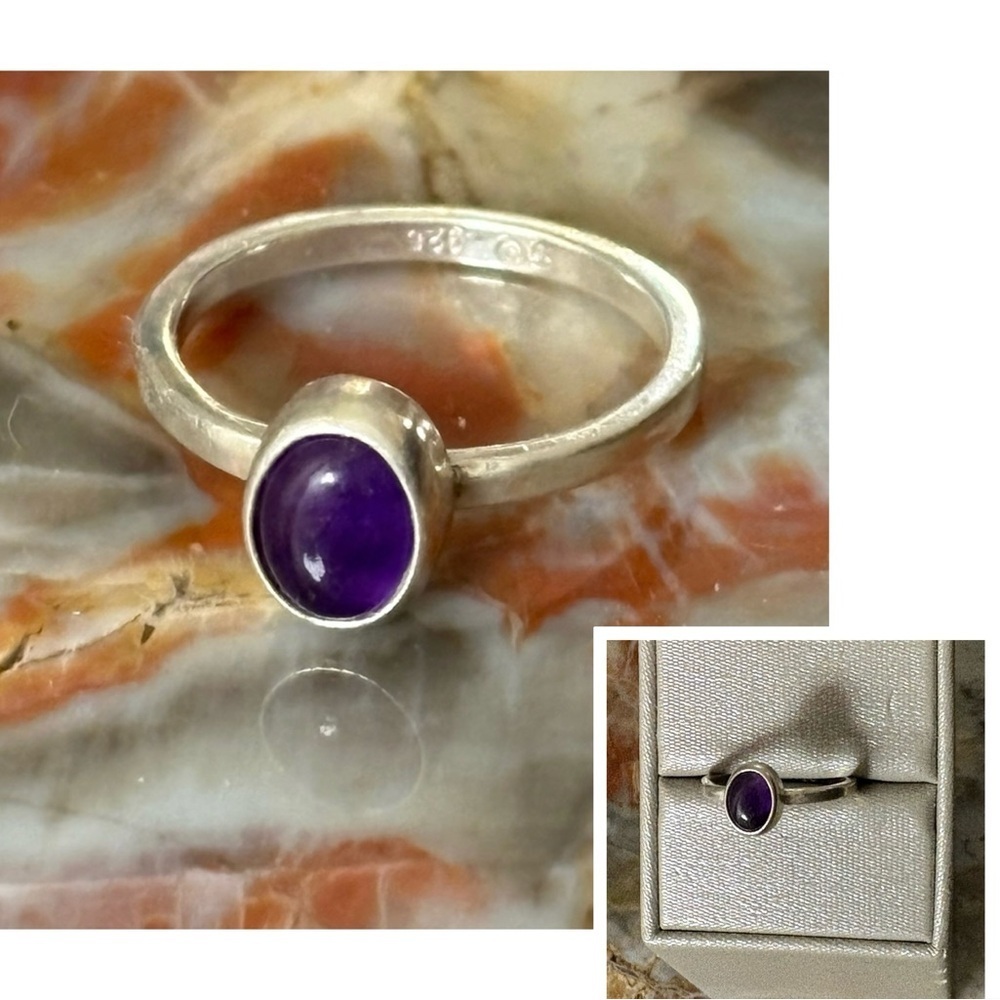 Sterling Silver Amethyst Stackable Boho Ring